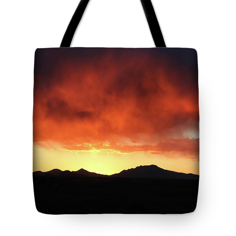 Prescott Valley Tote Bag featuring the photograph Arizona Sunset Abstract by David T Wilkinson