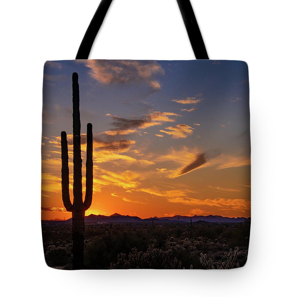 Sunset Tote Bag featuring the photograph Arizona Sunset by Tim Kathka