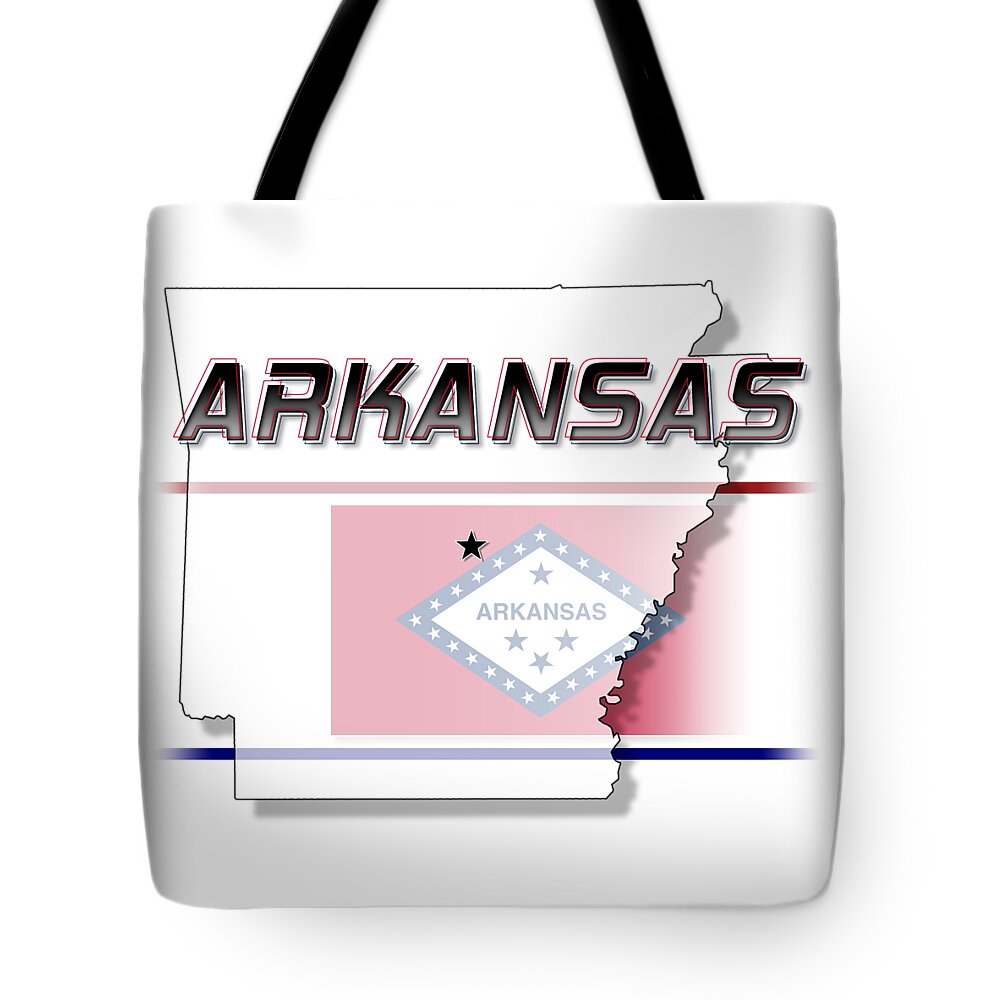 Arkansas Tote Bag featuring the digital art Arkansas State Horizontal Print by Rick Bartrand