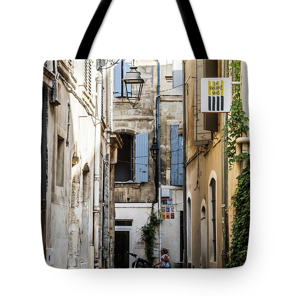 Architecture Tote Bag featuring the photograph Arles Alley by Thomas Marchessault