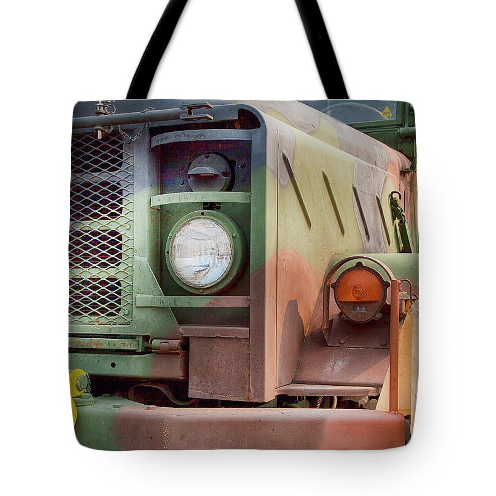 Military Tote Bag featuring the photograph Army Truck by Theresa Tahara