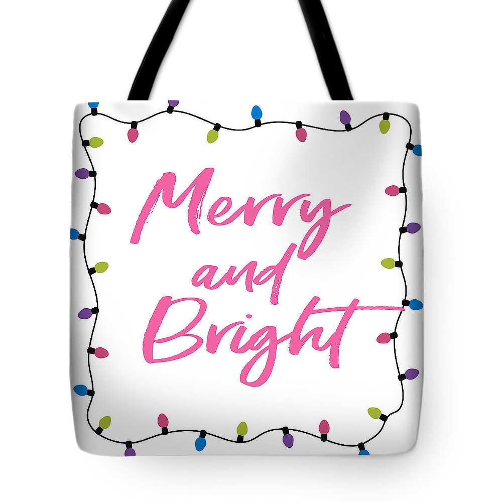 Merry Tote Bag featuring the digital art Merry and Bright -Art by Linda Woods #1 by Linda Woods