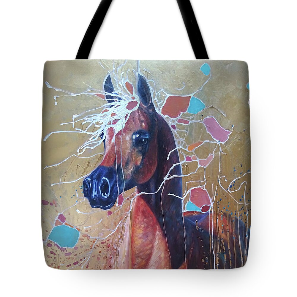 Horses Tote Bag featuring the painting Art Nouveau Party Horse by Gill Bustamante