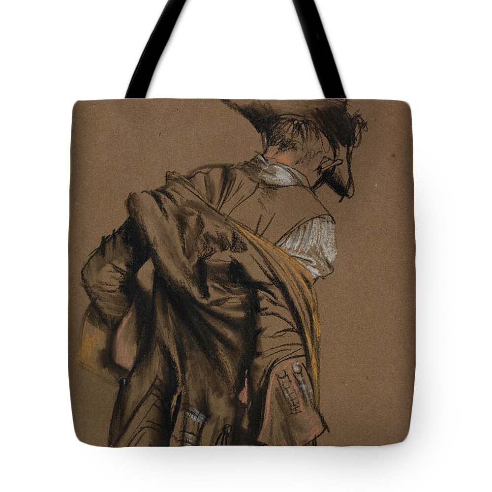 19th Century Art Tote Bag featuring the drawing Artist's Model, Seen in Back View by Adolph Menzel