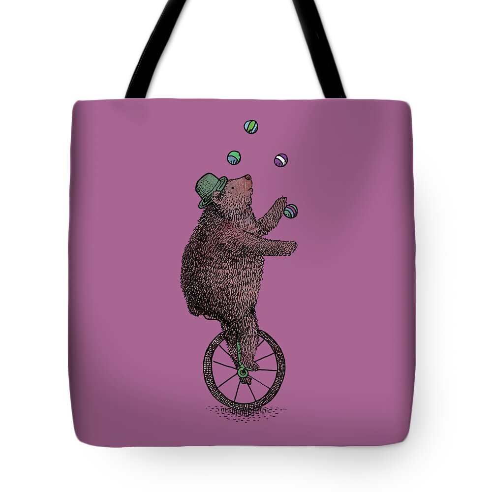 Bear Tote Bag featuring the drawing The Juggler by Eric Fan
