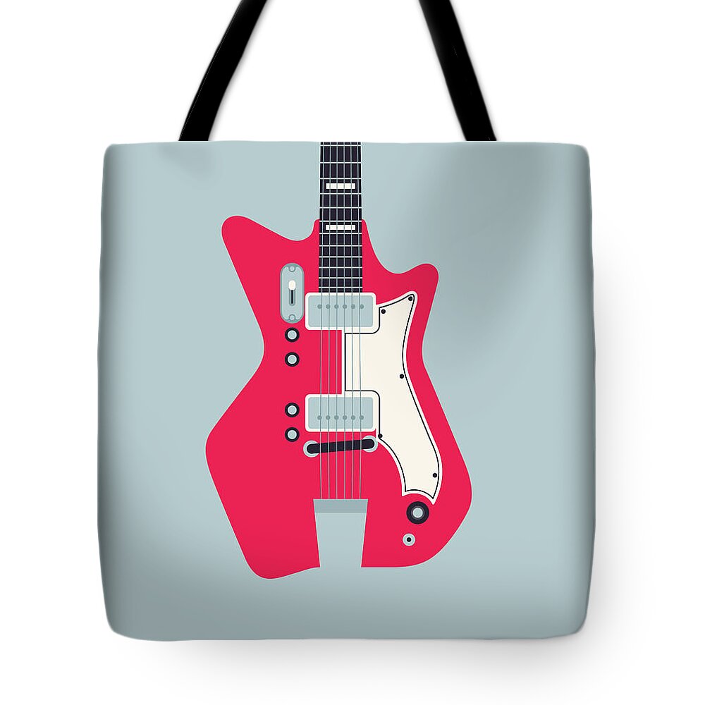 Guitar Tote Bag featuring the digital art Retro 60s Surf Rock Electric Guitar - Slate by Organic Synthesis
