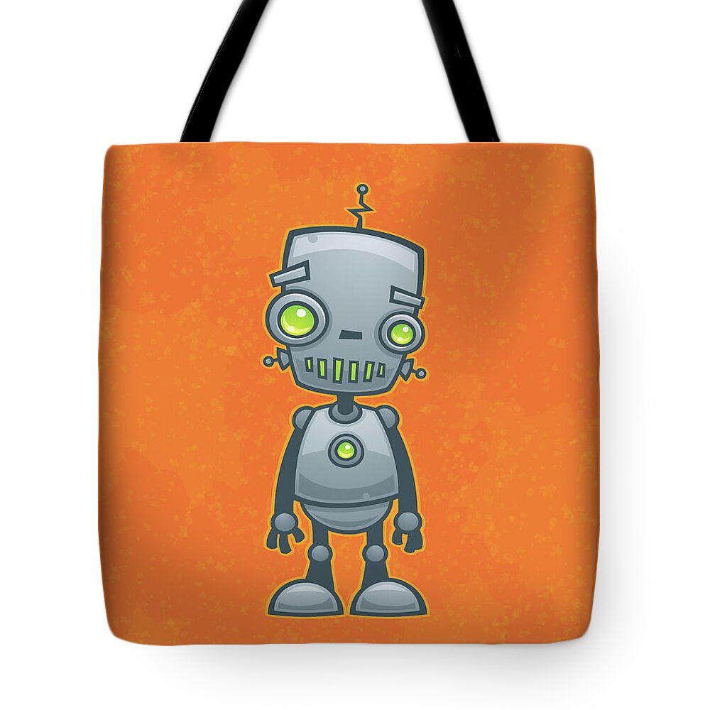 Robot Tote Bag featuring the digital art Happy Robot by John Schwegel