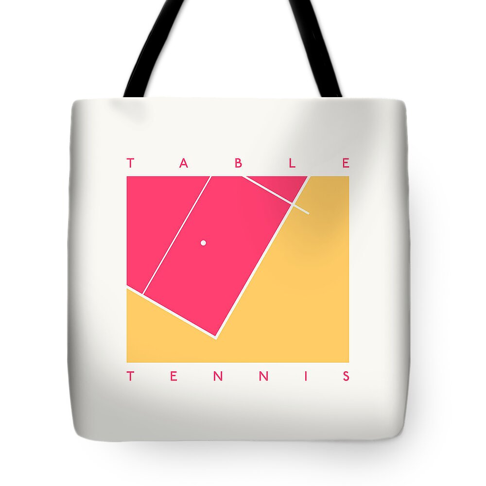 Table Tote Bag featuring the digital art Table Tennis Ping Pong Table - Red Yellow by Organic Synthesis