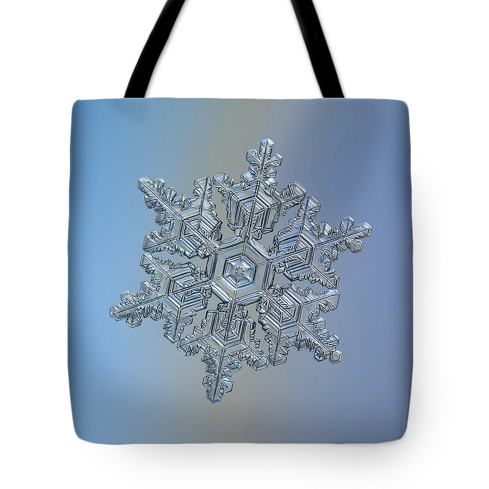Snowflake Tote Bag featuring the photograph Real snowflake - 05-Feb-2018 - 16 by Alexey Kljatov