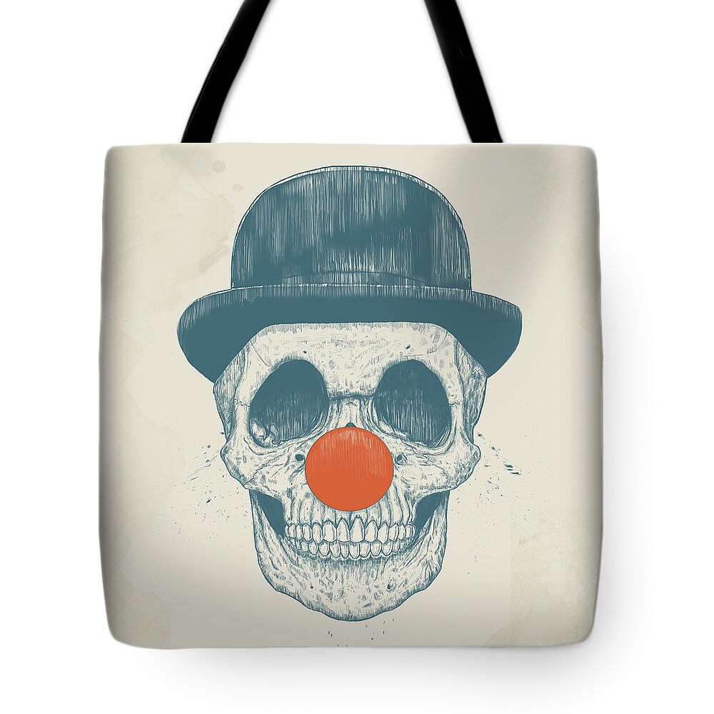 Skull Tote Bag featuring the drawing Dead Clown by Balazs Solti