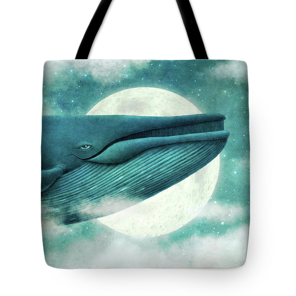 Whale Tote Bag featuring the drawing The Great Whale by Eric Fan