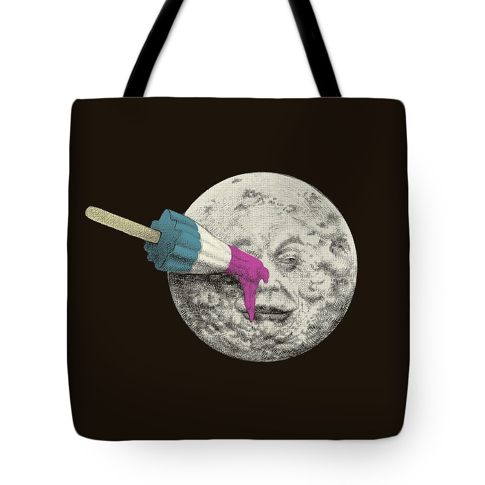 Moon Tote Bag featuring the drawing Summer Voyage - Option #1 by Eric Fan