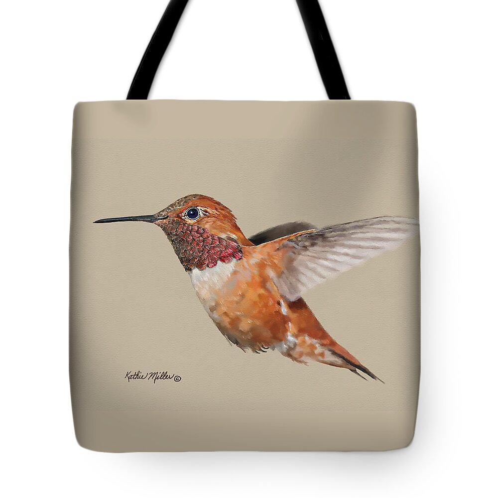 Hummingbird Tote Bag featuring the digital art Rufus Hummingbird #1 by Kathie Miller