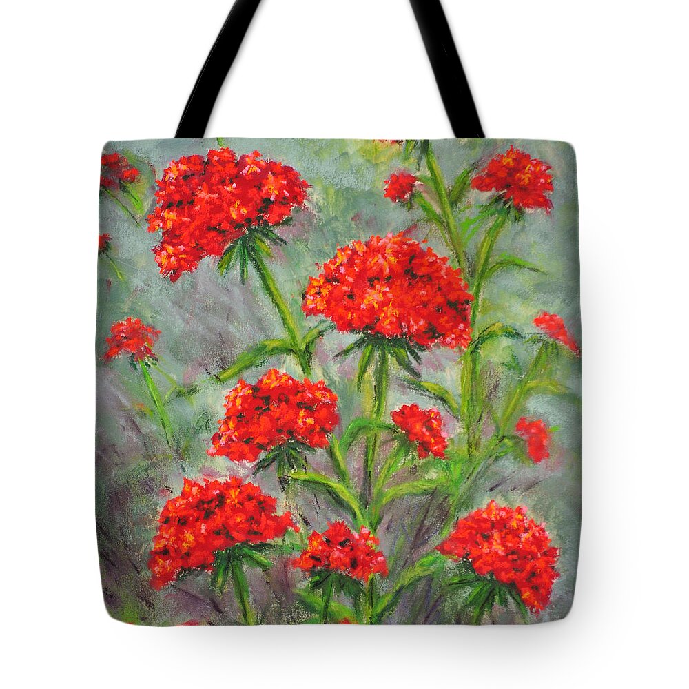 Flowers Tote Bag featuring the painting Reds of Milwaukee Station by Lee Tisch Bialczak
