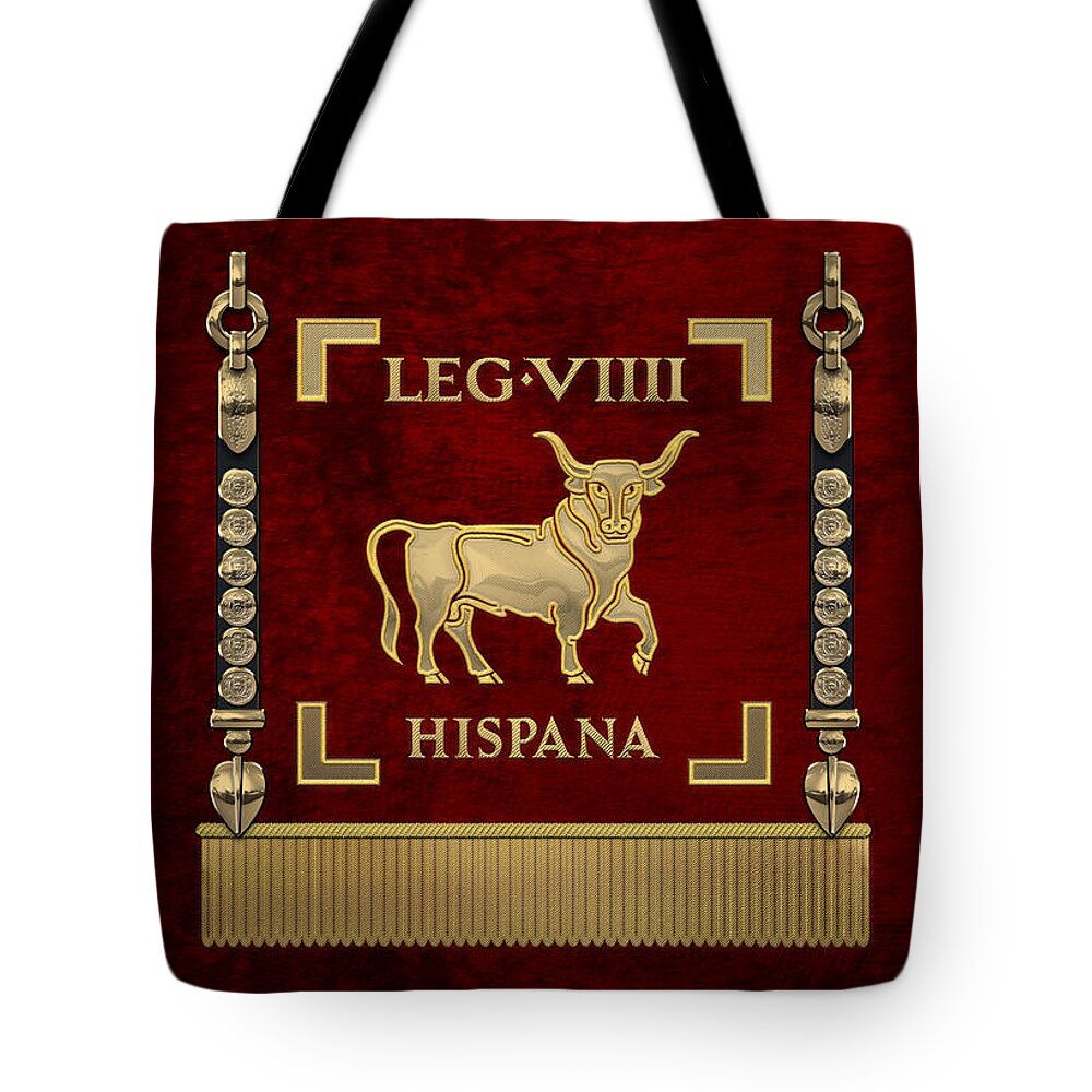 ‘rome’ Collection By Serge Averbukh Tote Bag featuring the digital art Standard of the Spanish 9th Legion - Vexillum of Legio IX Hispana by Serge Averbukh