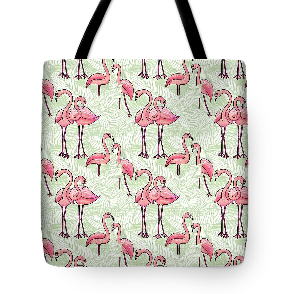 Flamingo Tote Bag featuring the painting Flamingo Pattern by Jen Montgomery