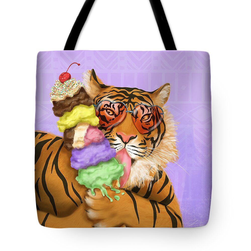 Tiger Tote Bag featuring the mixed media Party Safari Tiger by Shari Warren