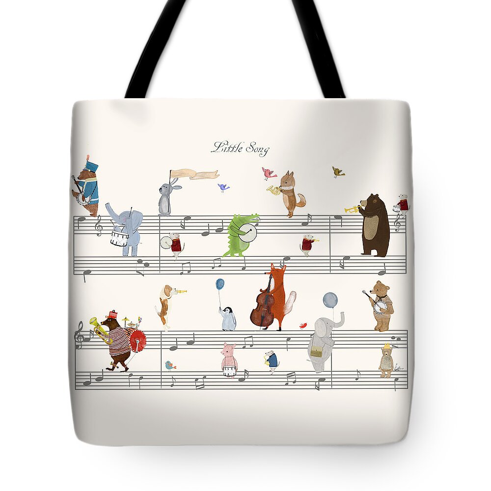 Nursery Art Tote Bag featuring the painting A Little Song by Bri Buckley