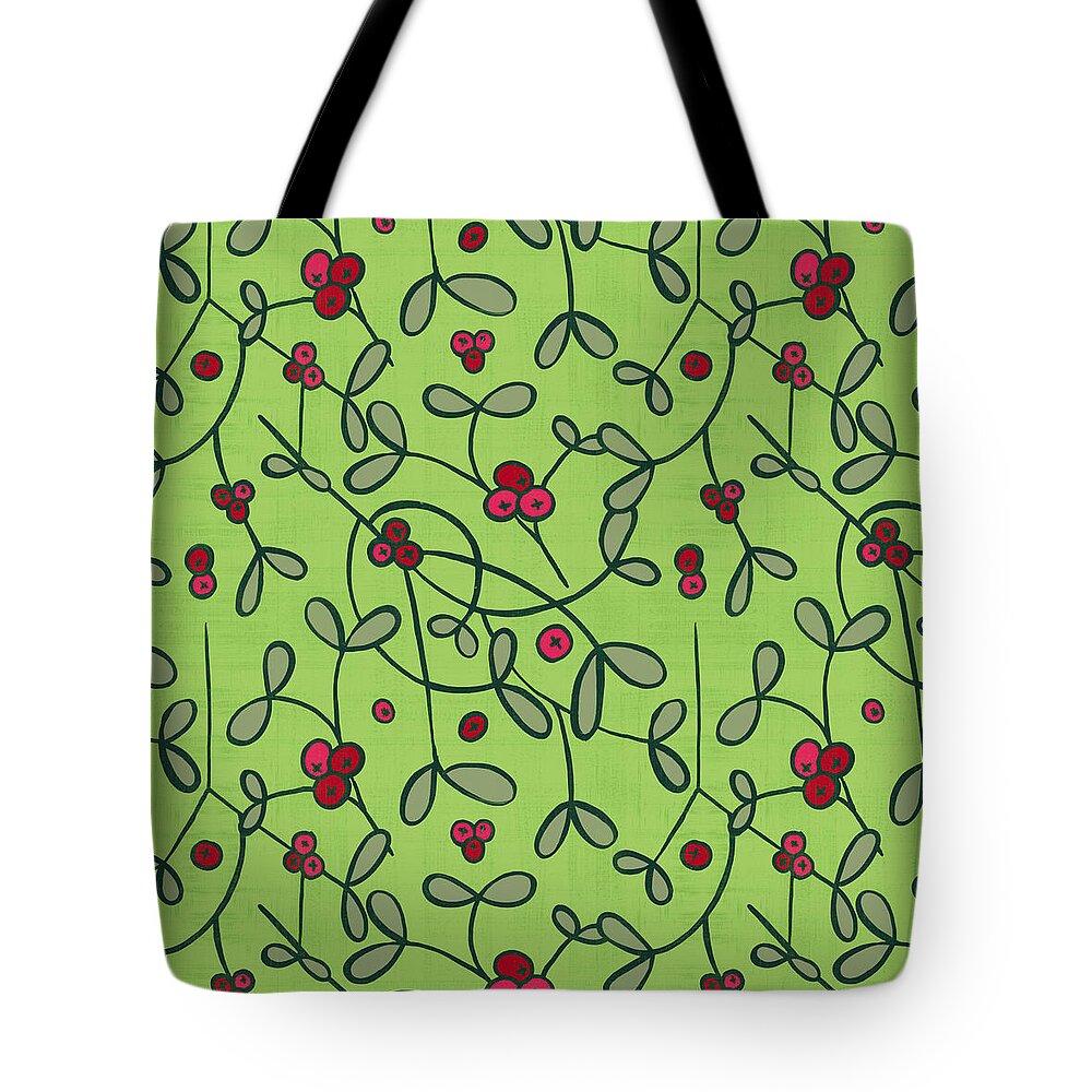 Mistletoe Tote Bag featuring the painting Mistletoe Holiday pattern by Jen Montgomery