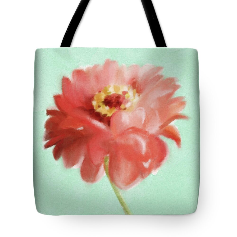 Orange Flower Tote Bag featuring the painting Orange Zinnia Floral Painting by Beverly Brown