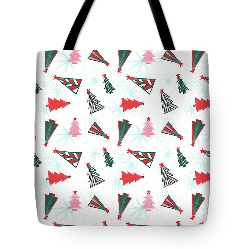 Christmas Trees Tote Bag featuring the painting Christmas Tree Pattern by Jen Montgomery