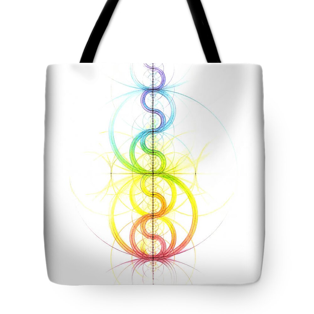 Intuitive Geometry Tote Bag featuring the drawing Intuitive Geometry Color Spectrum Wave by Nathalie Strassburg