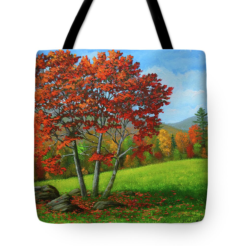 Green Mountain Autumn Tote Bag featuring the painting As The Leaves Turn by Frank Wilson