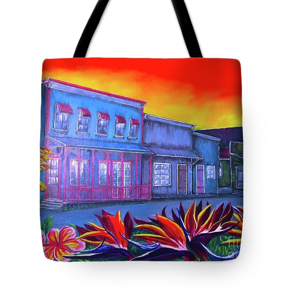 Plumeria Tote Bag featuring the painting As the Night Falls Pahoa Hawaii by Michael Silbaugh