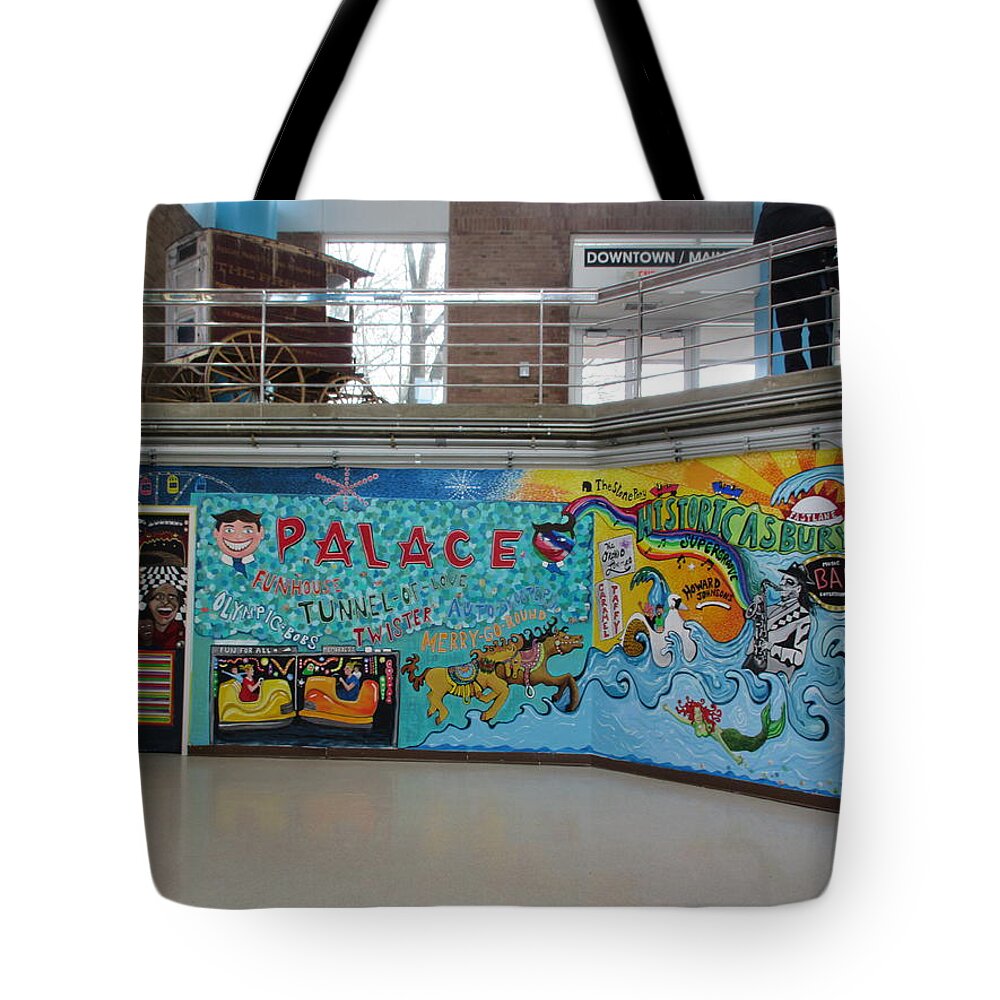 Asbury Park Tote Bag featuring the painting Asbury Park Tansportation Mural by Patricia Arroyo