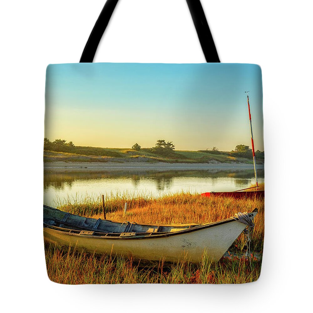 Abandoned Tote Bag featuring the photograph Boats In The Marsh Grass, Ogunquit River by Jeff Sinon