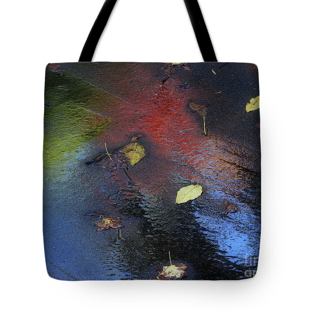 Asphalt Tote Bag featuring the photograph Asphalt Autumn by Mike Eingle
