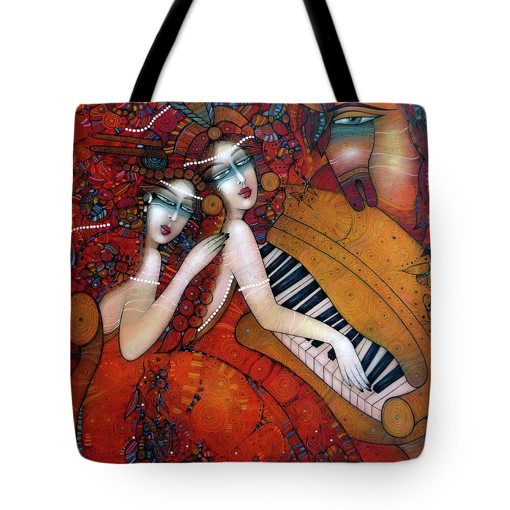 Albena Tote Bag featuring the painting At the opera by Albena Vatcheva