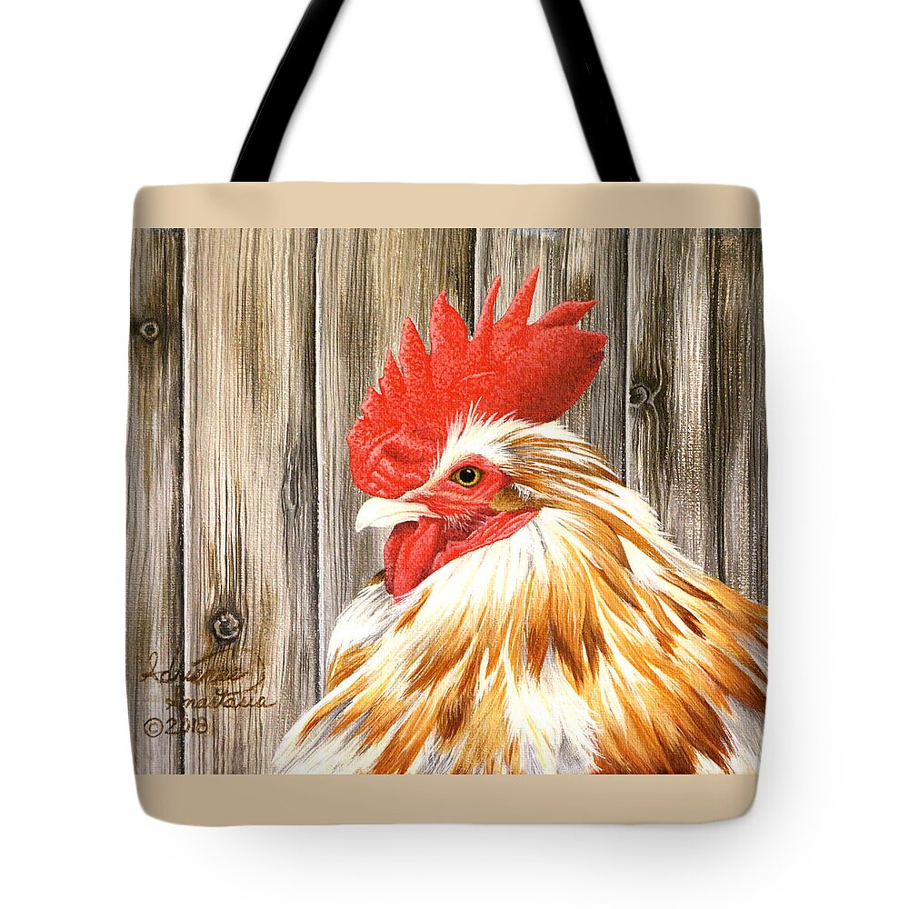 Rooster Tote Bag featuring the painting Attitude by Adrienne Dye
