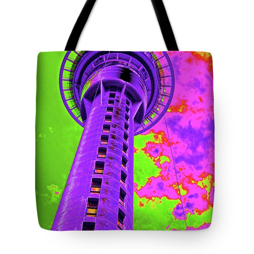 Auckland Tote Bag featuring the photograph Auckland Tower by Sandra Lee Scott