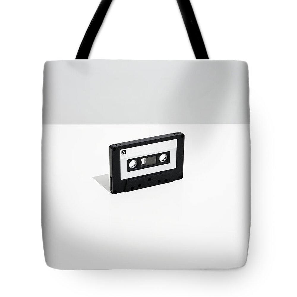 Shadow Tote Bag featuring the photograph Audio Cassette Tape On Tape by Steven Errico
