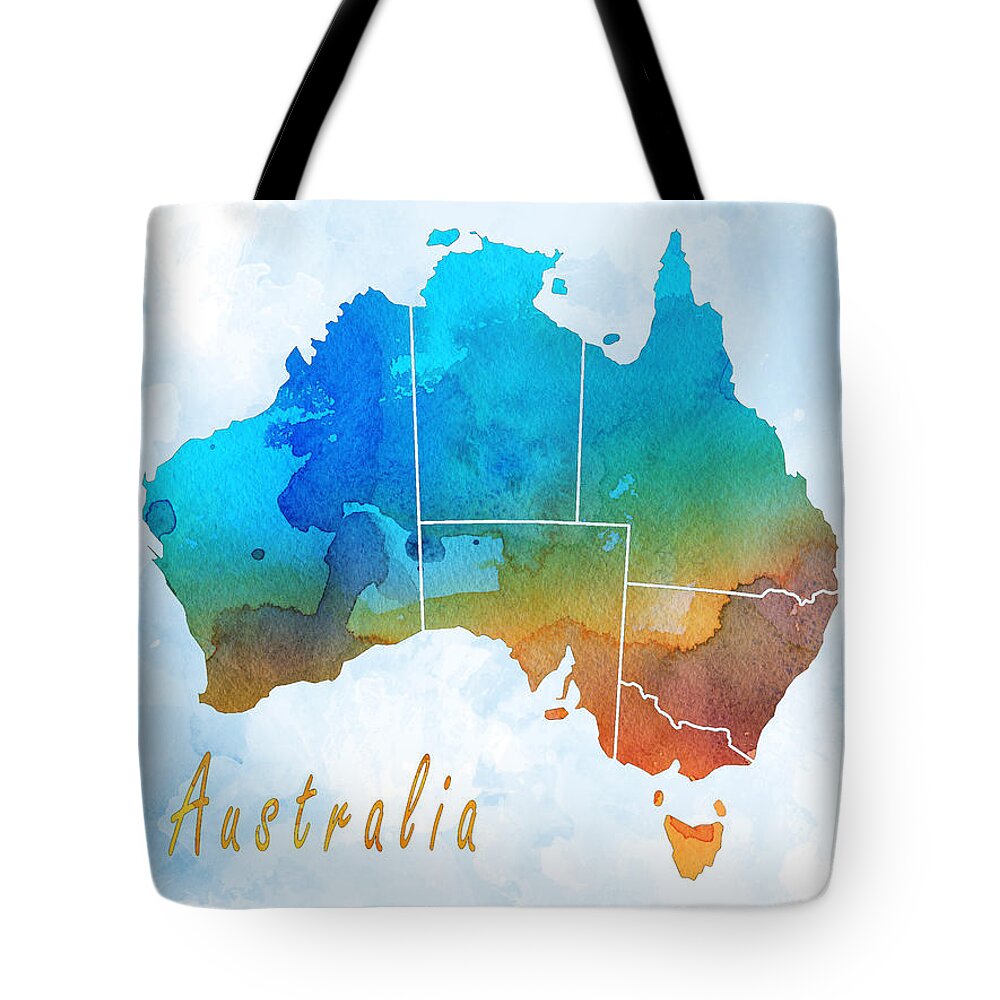 Art & Collectibles Tote Bag featuring the drawing Australia Map Style 5 by Greg Edwards