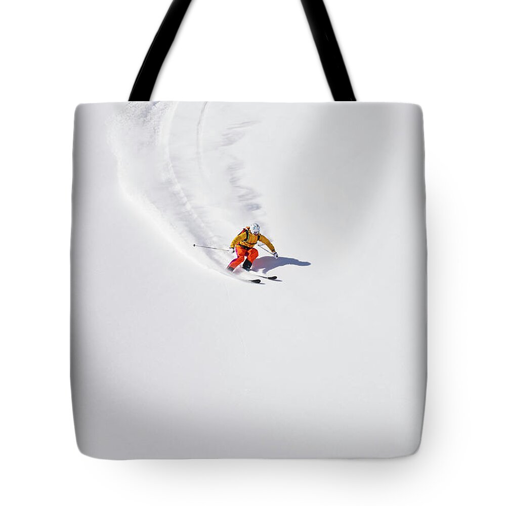 Ski Pole Tote Bag featuring the photograph Austria, Young Woman Doing Alpine Skiing by Westend61