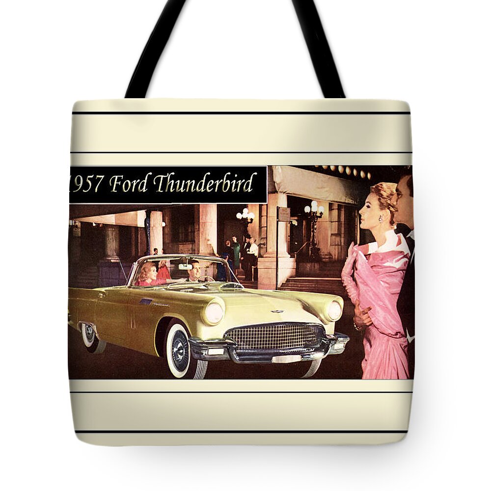 1957 Ford Thunderbird Tote Bag featuring the photograph Automotive Art 303 by Andrew Fare