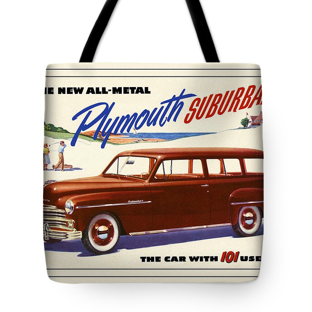 1949 Plymouth Suburban Tote Bag featuring the photograph Automotive Art 466 by Andrew Fare