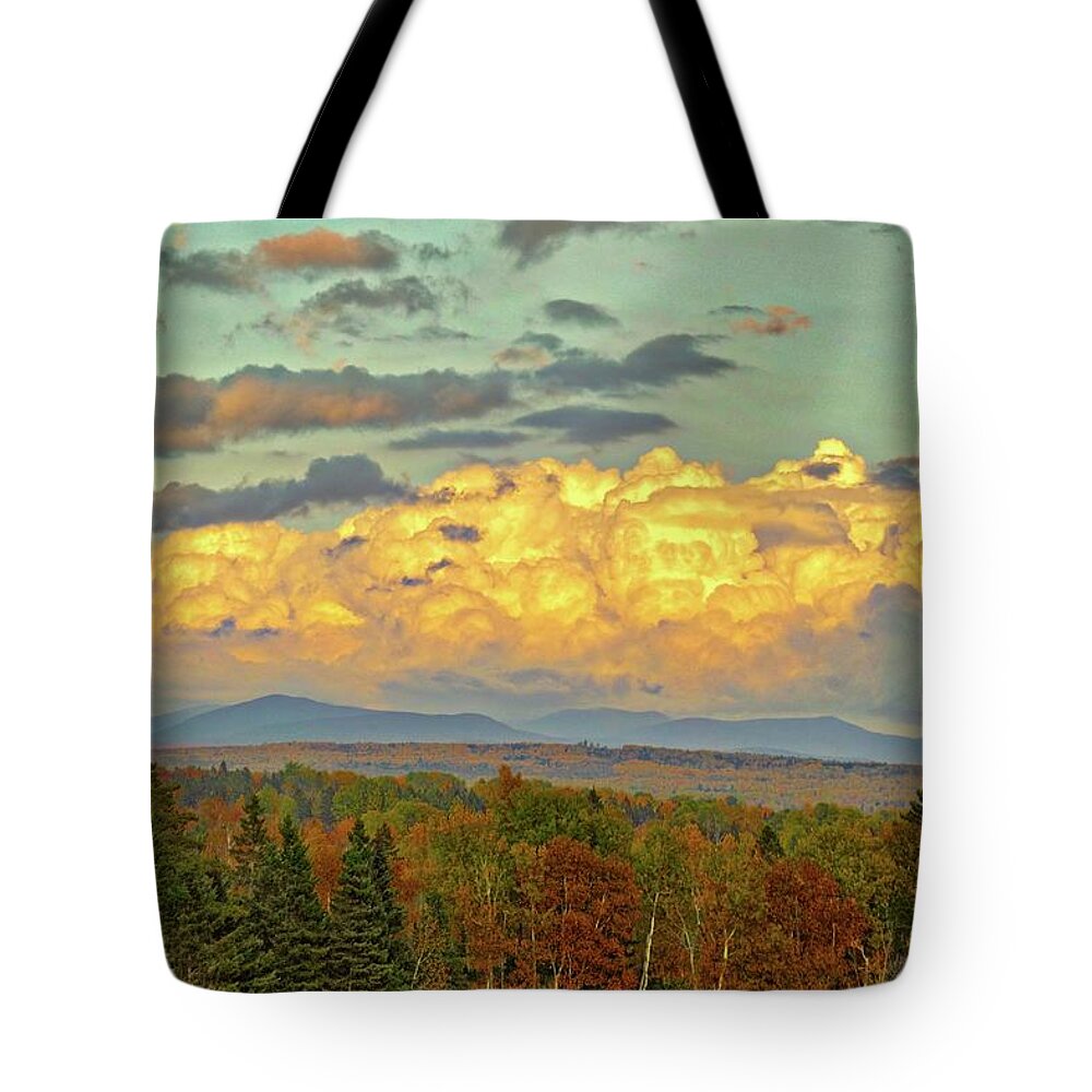 Maine Tote Bag featuring the photograph Autumn Clouds Over Maine by Russel Considine