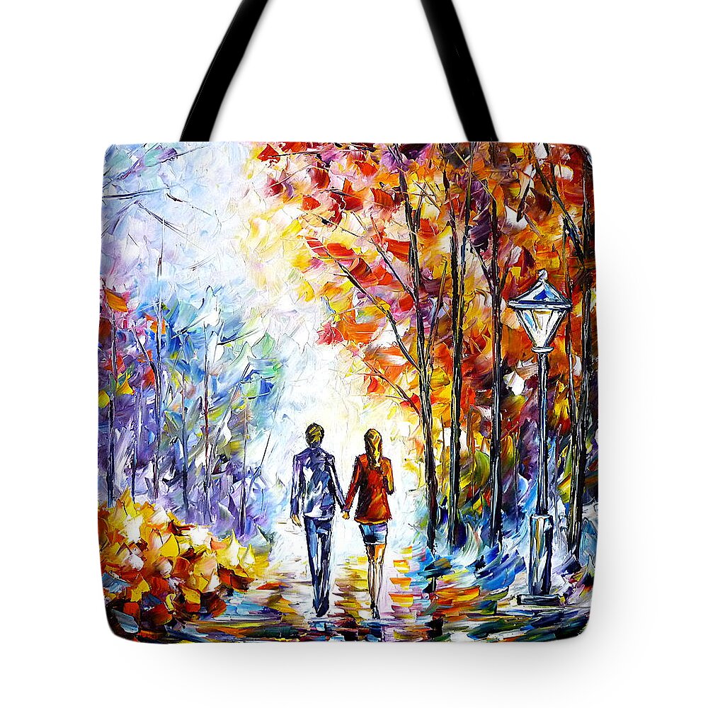 Autumn Landscape Tote Bag featuring the painting Autumn Couple by Mirek Kuzniar
