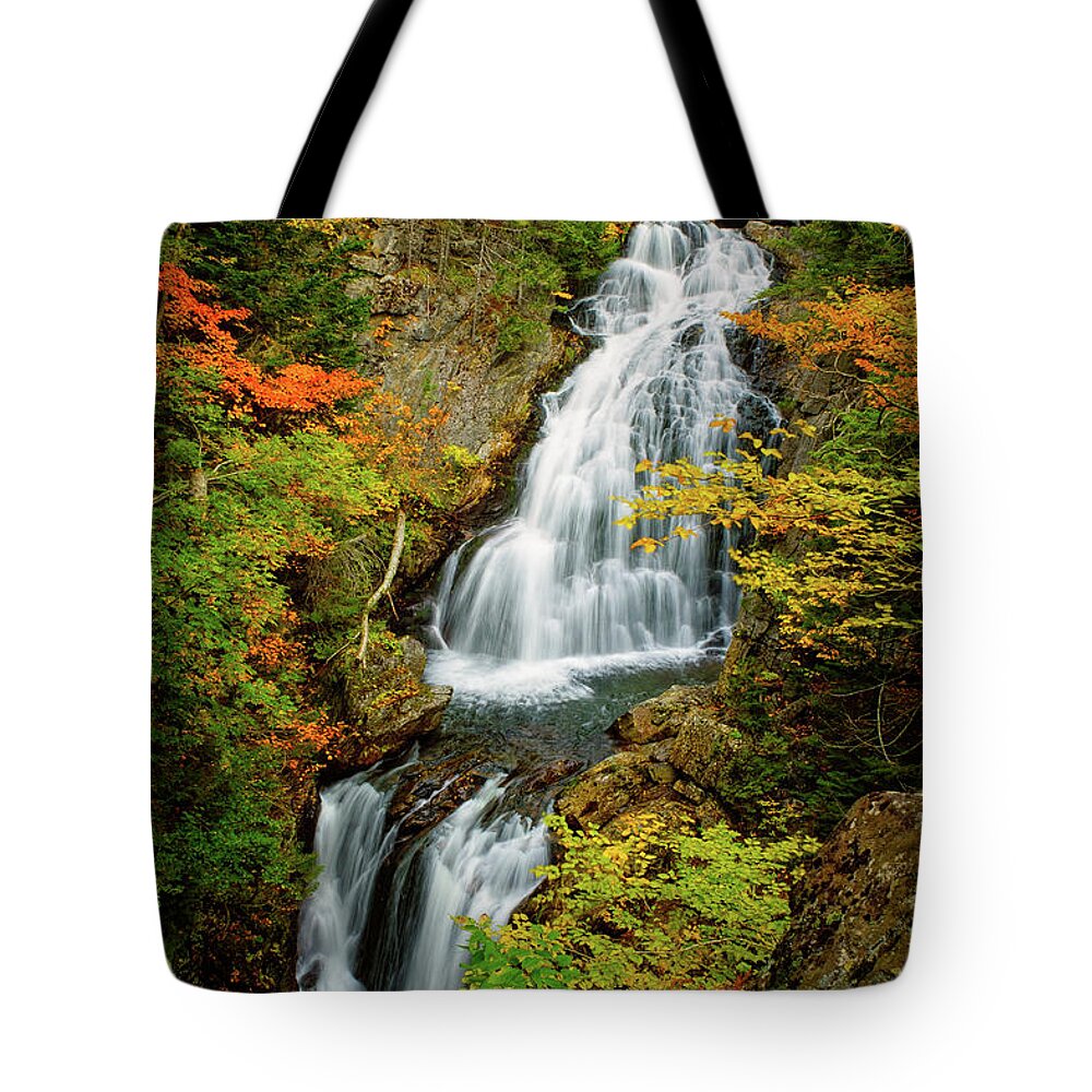 Crystal Cascade Tote Bag featuring the photograph Autumn Falls, Crystal Cascade by Jeff Sinon