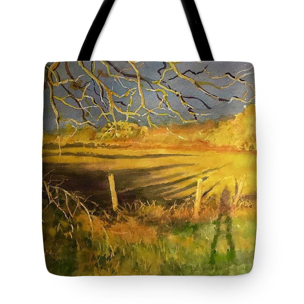 Aautumn Tote Bag featuring the painting Autumn Field by Carolyn Epperly
