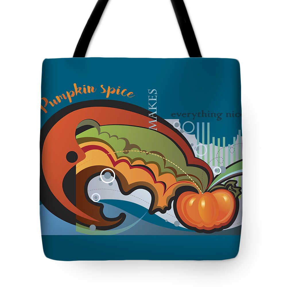 Pumpkin Tote Bag featuring the digital art Autumn Greetings Card by Ariadna De Raadt