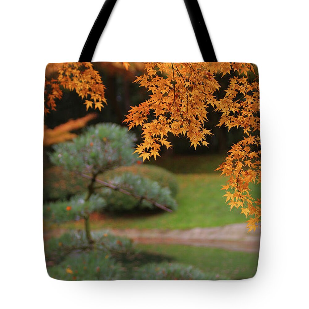 Tranquility Tote Bag featuring the photograph Autumn Leaves At Nitobe Japanese by Lonely Planet