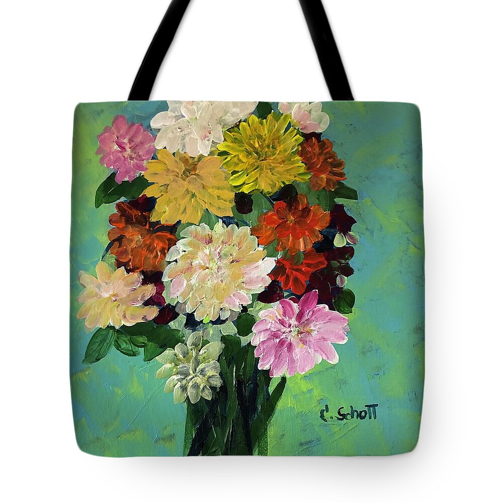 Flowers Tote Bag featuring the painting Autumn Mums by Christina Schott