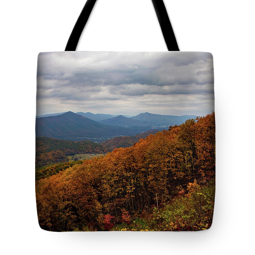 Blue Ridge Tote Bag featuring the photograph Autumn on the Blue Ridge Parkway by Norma Brandsberg