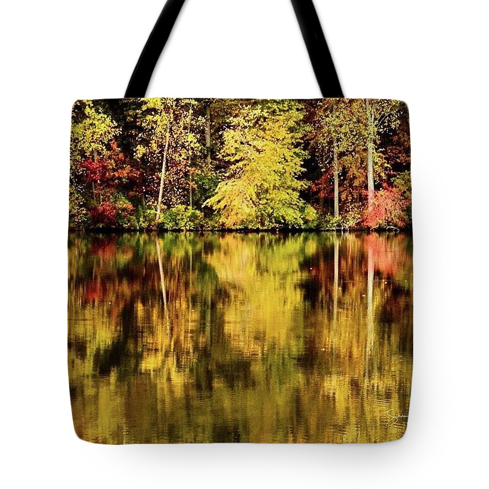 Autumn Tote Bag featuring the photograph Autumn Reflection by Shawn M Greener