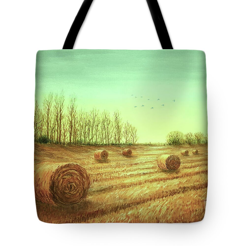 Autumn Tote Bag featuring the painting Autumn Rolls Along by Yoonhee Ko
