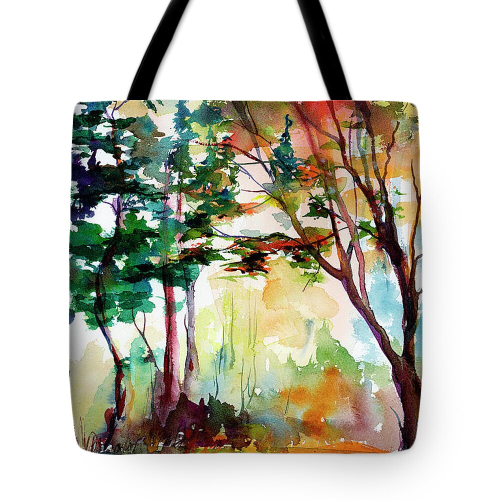 Trees Tote Bag featuring the painting Autumn Trees Watercolors by Ginette Callaway